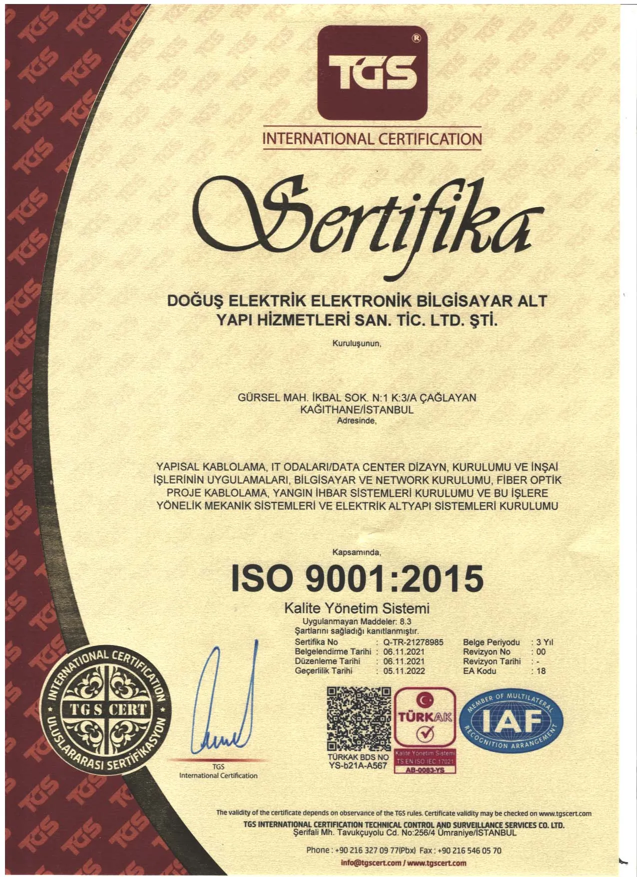 Certificate one