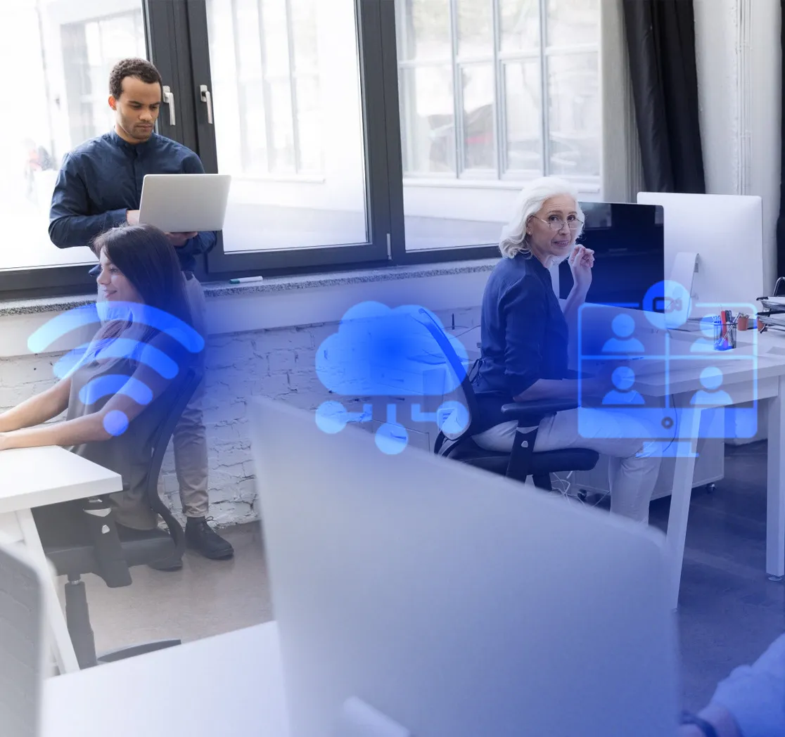 IT consultant working at a modern office desk