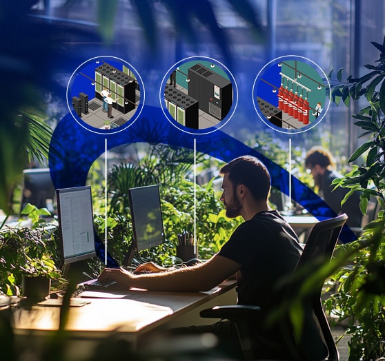 IT consultant working at a modern office desk